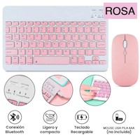 Teclado con Mouse Bluetooth Inalambrico para Pc Tablet Mac iPad Rosa